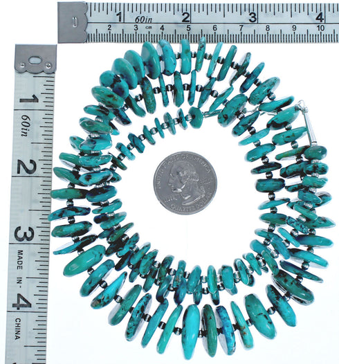 Southwestern Sterling Silver And Turquoise Wheel Bead Necklace BX119546